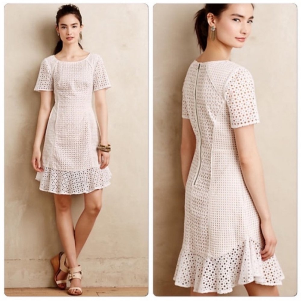 Anthropologie White Eyelet Dress